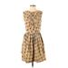 Whit Casual Dress - A-Line Crew Neck Sleeveless: Tan Polka Dots Dresses - Women's Size 2