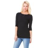 Bella + Canvas 6515 Women's Jersey 1/2 Sleeve Boatneck Top in Black size Small | Cotton