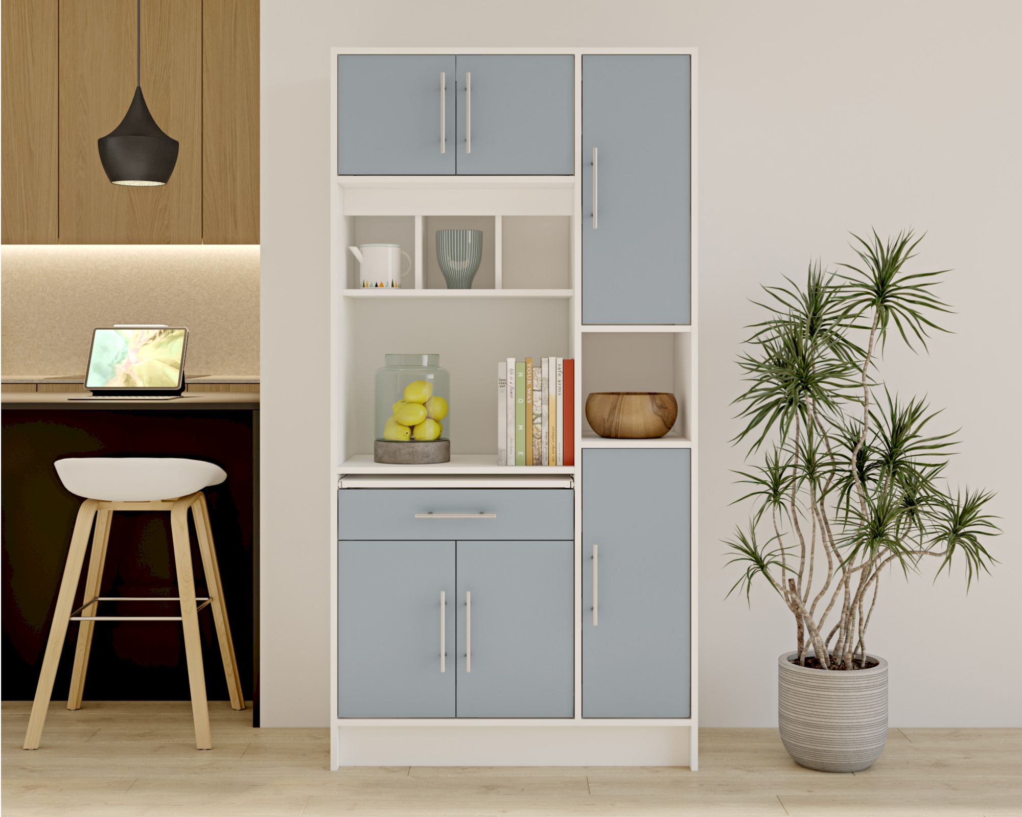 TemaHome »Louise« Küchenschrank Weiß mit Celadon Grey 91x180x40 cm