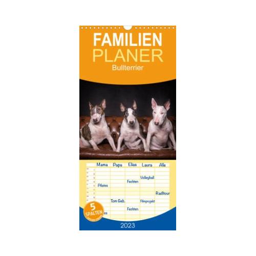 Familienplaner Bullterrier (Wandkalender 2023 , 21 cm x 45 cm, hoch) - Calvendo