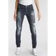 Low-rise-Jeans ALIFE & KICKIN "Laser SLIM-FIT NolaAK" Gr. 32, Länge 32, blau (dark blue used) Damen Jeans