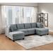 Modular Sectional Sofa Set, 6pc U-Sectional Tufted Nail Heads Couch Living Room Furniture with Tufted Cushion, Cocktail Ottoman.