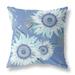 HomeRoots 26" X 26" Blue And White Broadcloth Floral Throw Pillow - 29
