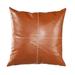 HomeRoots 18" X 18" Brown And Beige Zippered Handmade Faux Leather Throw Pillow