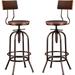 Industrial Bar Stool-Adjustable Swivel Round Wood Metal Kitchen