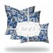 HomeRoots Set Of Three 20" X 20" Blue And White Zippered Coastal Throw Indoor Outdoor Pillow Cover - 4