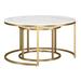 HomeRoots Set of Two 35" White And Gold Faux Marble And Steel Round Nested Coffee Tables - 35