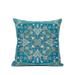 HomeRoots 18" X 18" Aqua And Gold Blown Seam Floral Indoor Outdoor Throw Pillow - 20