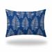 HomeRoots 12" X 18" Blue And White Zippered Tropical Lumbar Indoor Outdoor Pillow Cover - 4