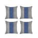 HomeRoots Set Of Four 18" X 18" Grey And Blue Geometric Zippered Handmade Polyester Throw Pillow