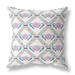 HomeRoots 26" X 26" White And Gray Zippered Geometric Indoor Outdoor Throw Pillow - 28