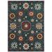 HomeRoots 5' X 8' Teal Blue Rust Gold And Ivory Floral Power Loom Stain Resistant Area Rug - 5' x 8'