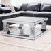 HomeRoots 40" Silver Glass Square Mirrored Coffee Table With Shelf - 40
