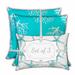 HomeRoots Set Of Three 18" X 18" Ocean Blue And White Corals Blown Seam Coastal Throw Indoor Outdoor Pillow - 18.25