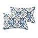 Set of 2 Indigo and Cream Flange Comfortable Indoor and Outdoor Rectangular Throw Pillow, 20"