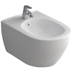Alpenberger Hänge-Bidet mit HG Focus Einhebel-Bidetmischer und Ablaufgarnitur | Toilette Komplett-Set Dusch WC mit Überlaufschutz | Keramik Wand-Bidet