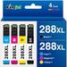 288XL Ink Cartridge for Epson Ink 288 XL 288XL Ink for Epson Expression Home XP-440 XP-330 XP-446 XP-340 XP-430 Printer (Black Cyan Magenta Yellow 4 Pack)