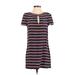 J.Crew Casual Dress - Shift Keyhole Short sleeves: Blue Stripes Dresses - Women's Size 4