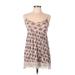 Deb Casual Dress - A-Line Scoop Neck Sleeveless: Tan Floral Dresses - Women's Size Medium