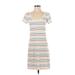J.Crew Casual Dress - A-Line Scoop Neck Short sleeves: White Stripes Dresses - Women's Size Small
