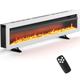 FIDOOVIVIA 50"/127cm Electric Fireplace Recessed Media Wall Inset, Electric Wall Mount Fireplace Free Standing with 9 LED Colour Flame Effect & 5 Brightness, 900W/1800W Heater, Remote Control, White