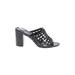 Etienne Aigner Mule/Clog: Slip-on Chunky Heel Casual Black Print Shoes - Women's Size 10 - Open Toe