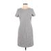 Old Navy Casual Dress - Shift Crew Neck Short sleeves: Gray Print Dresses - Women's Size Medium