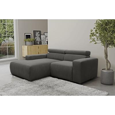 Ecksofa DOMO COLLECTION "Brandon, inkl. Kopfteilverstellung, B/T/H: 214/100/80 cm, L-Form", grau, B:214cm H:80cm T:175cm, 100% Polyester, Sofas, Cord, grau Image