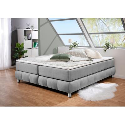 Boxspringbett ANDAS "Salo", grau, B:166cm L:226cm, Komplettbetten, Boxspringbett, Ohne Kopfteil, inkl. Topper, auch in Überlänge 220 cm Image