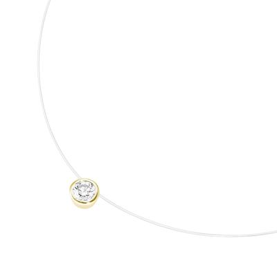 Smart Jewel - Collier schwebender Stein, Zirkonia, Silber 925 Ketten 1 ct Gold Damen