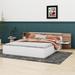 Latitude Run® Vulka Queen Panel Bed w/ Headboard, Shelves & USB Ports Wood in White | 22.8 H x 81.9 W x 91.5 D in | Wayfair
