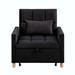 Convertible Chair - Latitude Run® Willms 31.5" Wide Tufted Velvet Convertible Chair Velvet in Black | 33.07 H x 31.5 W x 26 D in | Wayfair