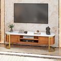 Everly Quinn Straun TV Stand for TVs up to 78" Wood in Brown | 19.6 H x 70 W x 15.7 D in | Wayfair 156627FB4364477FAEFDE9841ABA329E