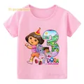 T-shirt de dessin animé Dora pour filles vêtements pour enfants t-shirts pour enfants fête