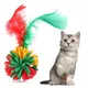 TJavier-Balle à plumes rebondisnoyaux colorée pour chat jouet à gratter oligcat balle élastique en