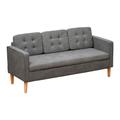 HOMCOM Modern 3-Seater Sofa Button-Tufted Fabric Couch with Hidden Storage Rubberwood Legs for Living Room, Grey