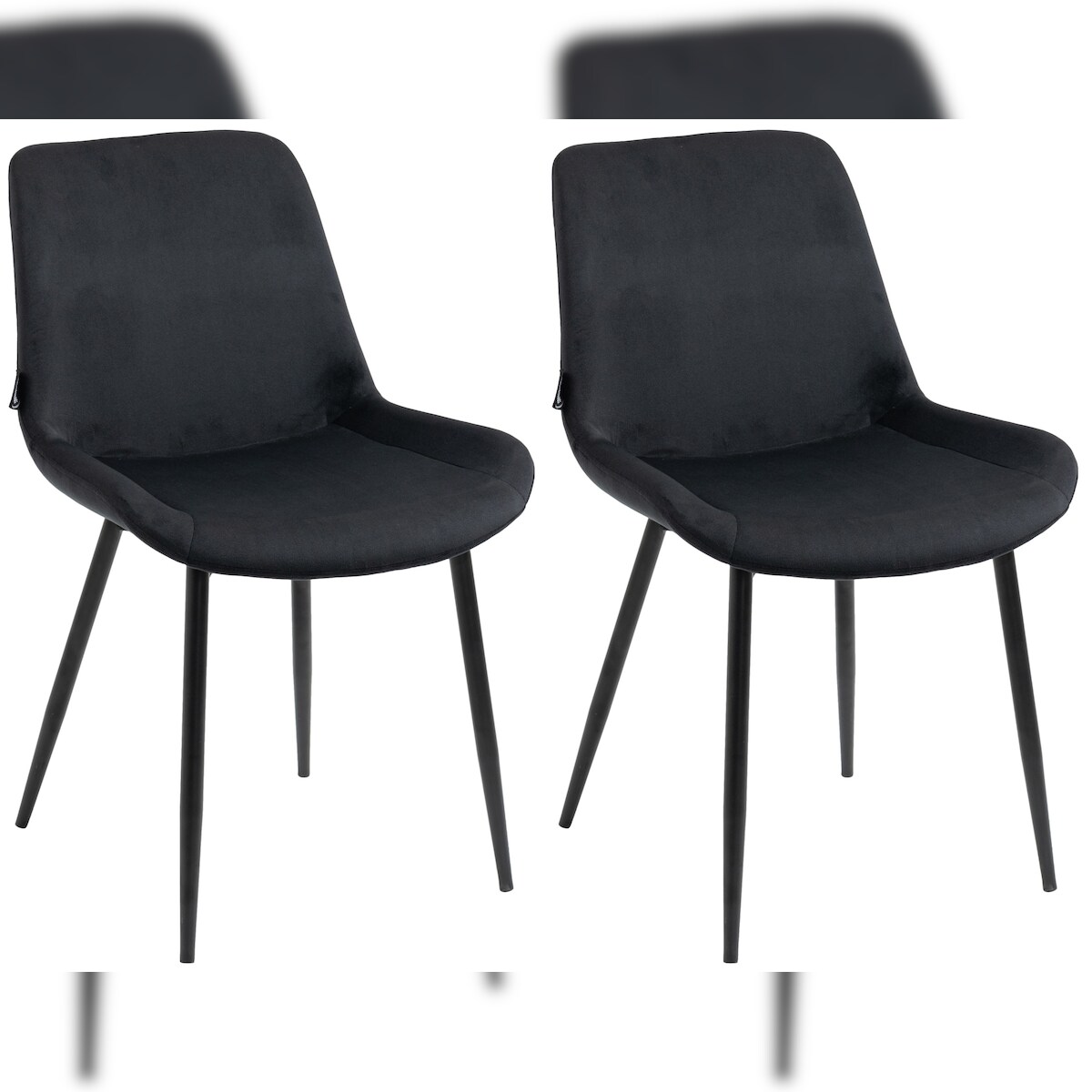 CLP 2er Set Esszimmerstühle Victoria Samt-Bezug schwarz Image