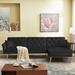 L-Shaped Velvet Upholstered Sectional Sofa, Reversible Nailhead Trim Sectional Couch with Movable Ottoman and Tufted Cushions