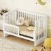 New Style Convertible Crib / Full Size Platform Bed with Changing Table, Storage Bed with Shelves, Wooden Crib