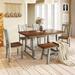 6-Piece Wood Dining Set, Rectangular Dining Table, 1 Bench and 4 Dining Chairs with Slat Backrest for Dining Room