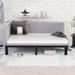 Full Size Linen Upholstered Daybed/Sofa Bed Frame with Upholstered Backrest and Wood Leg Support