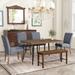 6-Piece Dining Table Set with Rectangular Iron Dining Table and Upholstered Chairs & Wooden Bench for Dining Room