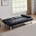 Modern Futon Sofa Bed, Faux Leather Upholstered Sofa Couch, Convertible Sleeper Sofa w/Removable Armrests & 2 Cup Holders
