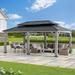 Sunjoy Outdoor Patio Cedar Wood Frame Steel Hardtop Gazebo with Ceiling Hook