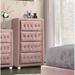 Vintage Chest Pink Fabric Nightstand Bed Dresser 4 Drawer - N/A