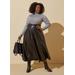 Plus Size Faux Leather A Line Maxi Skirt