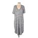 Gap Casual Dress - Shift V Neck Short sleeves: Gray Color Block Dresses - Women's Size Large