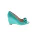 Franco Sarto Wedges: Blue Print Shoes - Women's Size 7 - Peep Toe