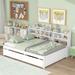 Twin Size Day Bed with Side Bookcase, 2 Drawers, Solid Wood Slat Support, Ideal Bedroom Furniture for Kids and Teens