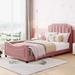 Twin Upholstered Kids Bed with Stripe or Imitation Rabbit Ear Shaped Headboard